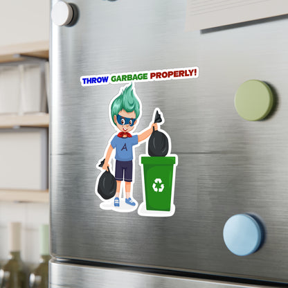 Halloween Kiss-Cut Vinyl Decals – Super kiddo taking trash out - [[{"value":"Wonderwear Kid"}]]