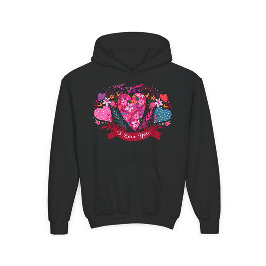Youth Heavy Blend Hooded Sweatshirt - I love you Printify