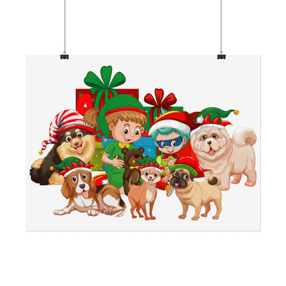 Rolled Posters - Christmas with super kiddo pet friends without text - [[{"value":"Wonderwear Kid"}]]