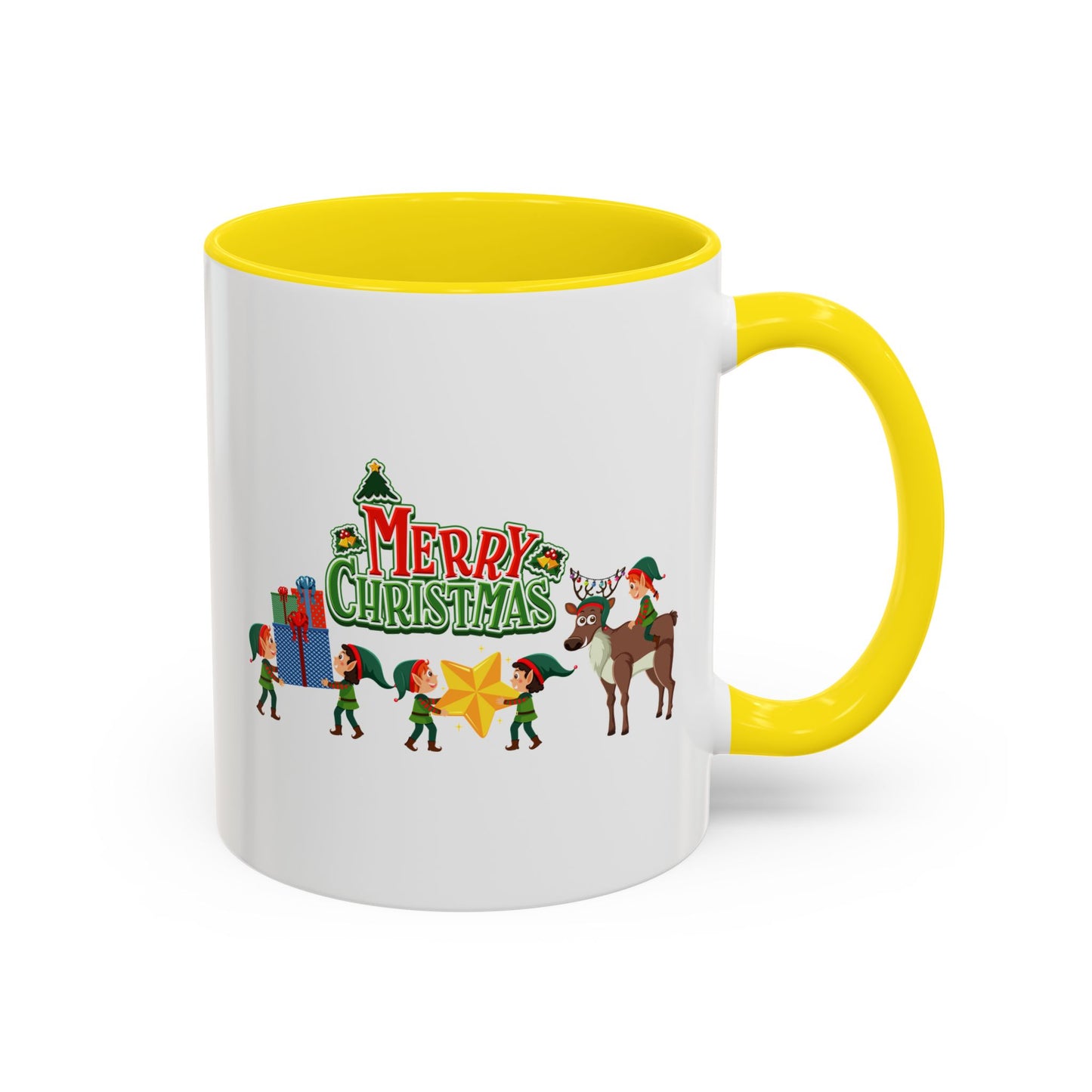 Accent Coffee Mug - Merry christmas and reindeer