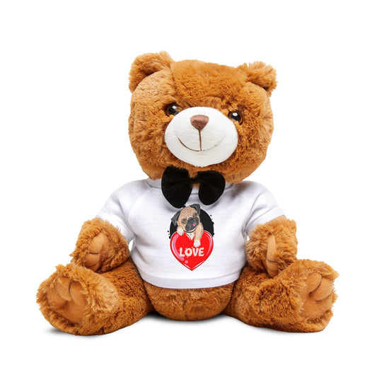 Teddy Bear with T-Shirt - Valentines - Cute Pug - [[{"value":"Wonderwear Kid"}]]