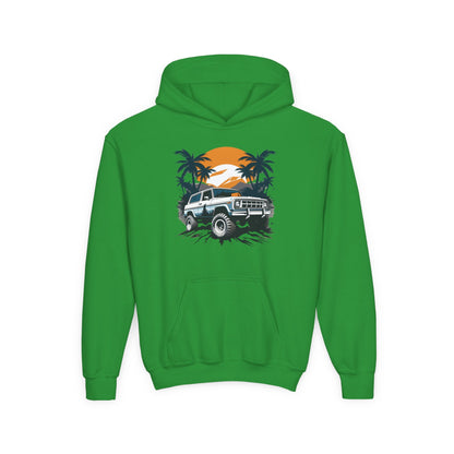 Youth Heavy Blend Hooded Sweatshirt - Off road car Printify