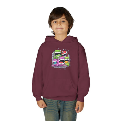 Youth Heavy Blend Hooded Sweatshirt - Cool monster character Printify