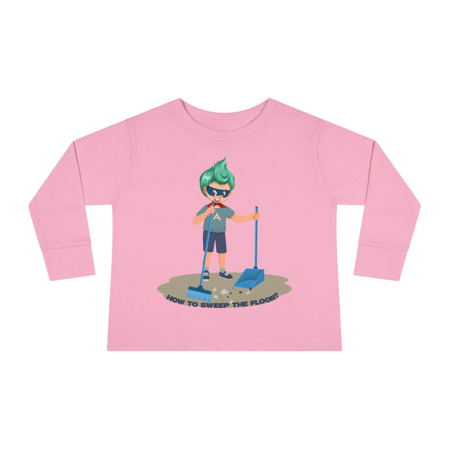 Toddler Long Sleeve Tee - Super kiddo sweeping floor - [[{"value":"Wonderwear Kid"}]]