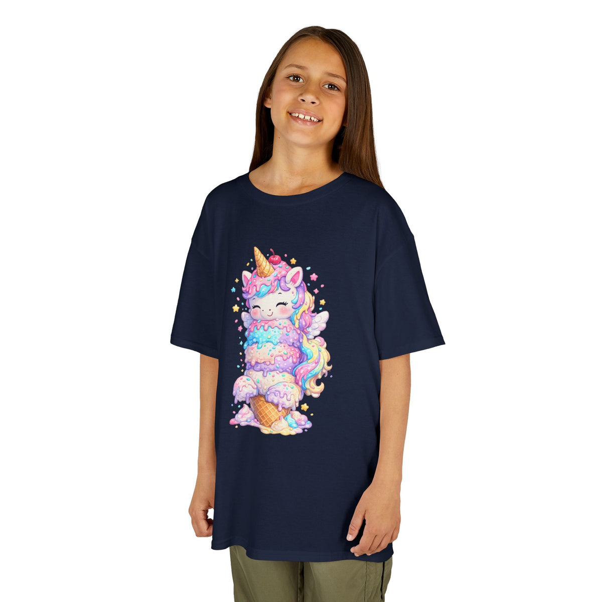 Kids Heavy Cotton™ Tee - Ice Cream Unicorn
