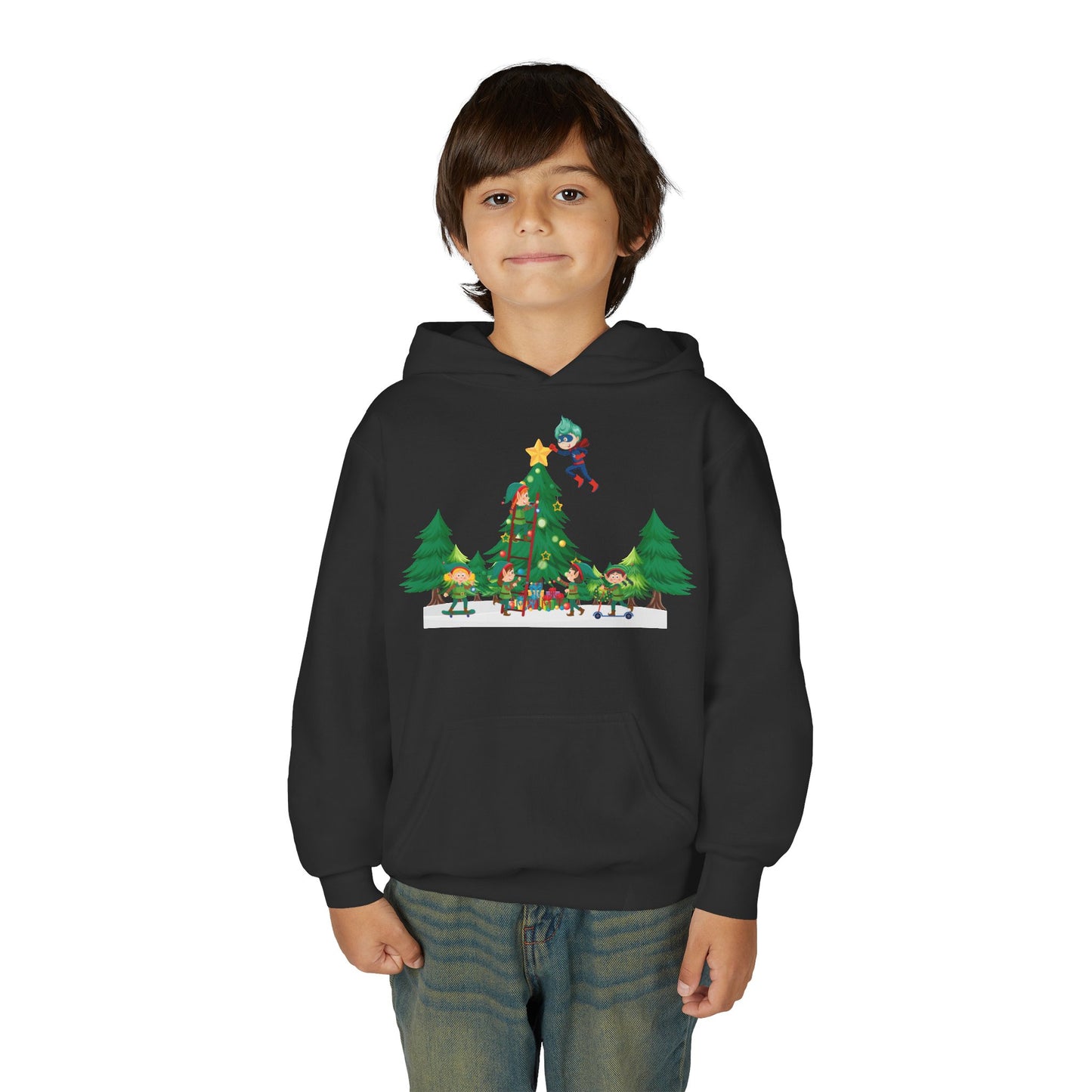 Youth Heavy Blend Hooded Sweatshirt - Super kiddo putting the stars