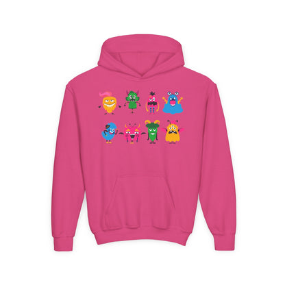 Youth Heavy Blend Hooded Sweatshirt - Set of monsters Printify