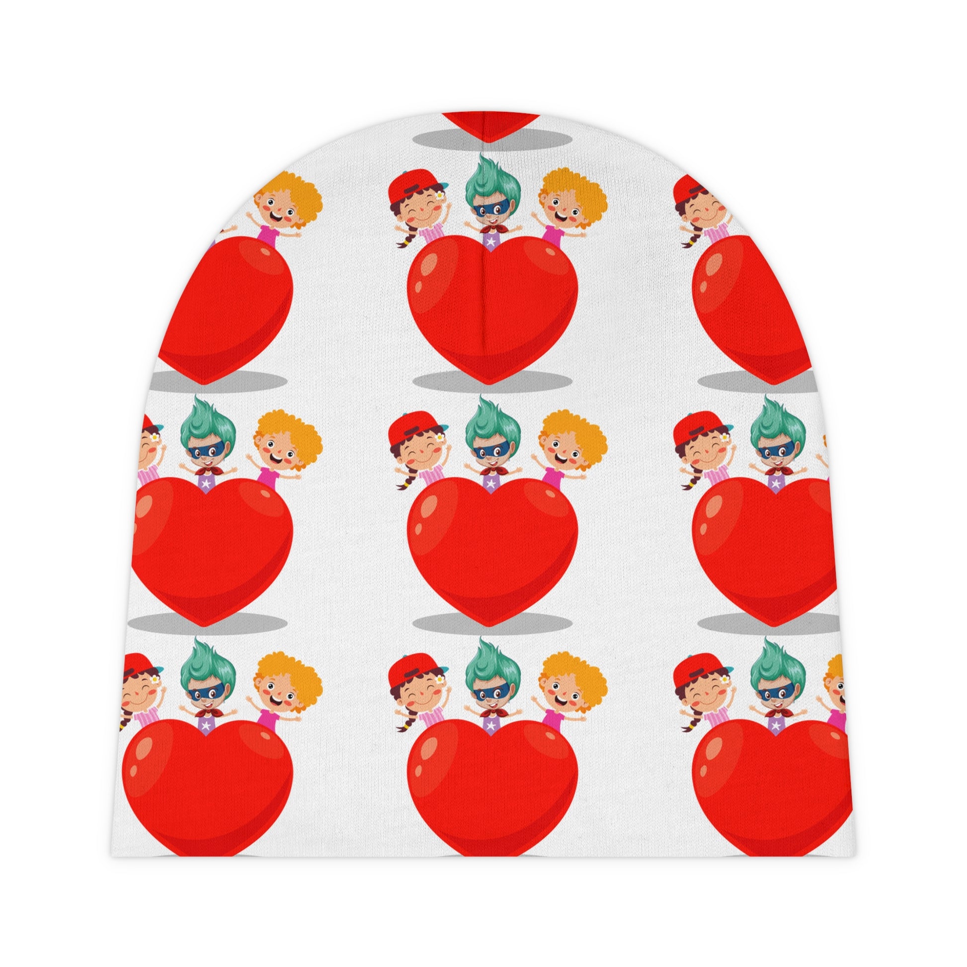 Baby Beanie (AOP) - Valentines - Super kiddo on top of heart - [[{"value":"Wonderwear Kid"}]]