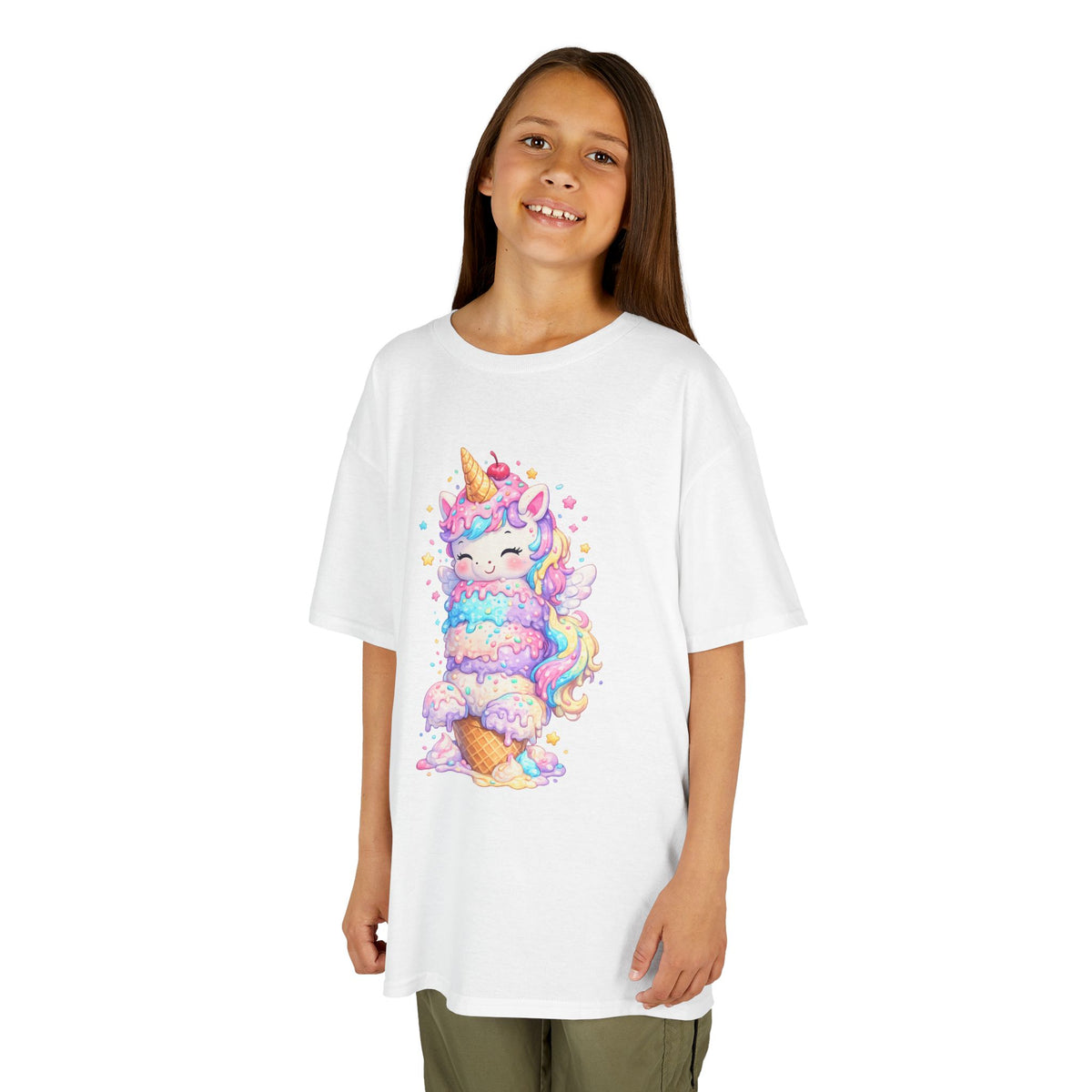 Kids Heavy Cotton™ Tee - Ice Cream Unicorn