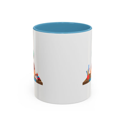 Accent Coffee Mug - Super kiddo studying - [[{"value":"Wonderwear Kid"}]]