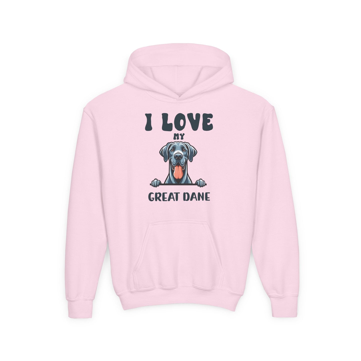 Youth Heavy Blend Hooded Sweatshirt - I love my Great Dane