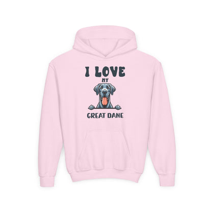 Youth Heavy Blend Hooded Sweatshirt - I love my Great Dane Printify