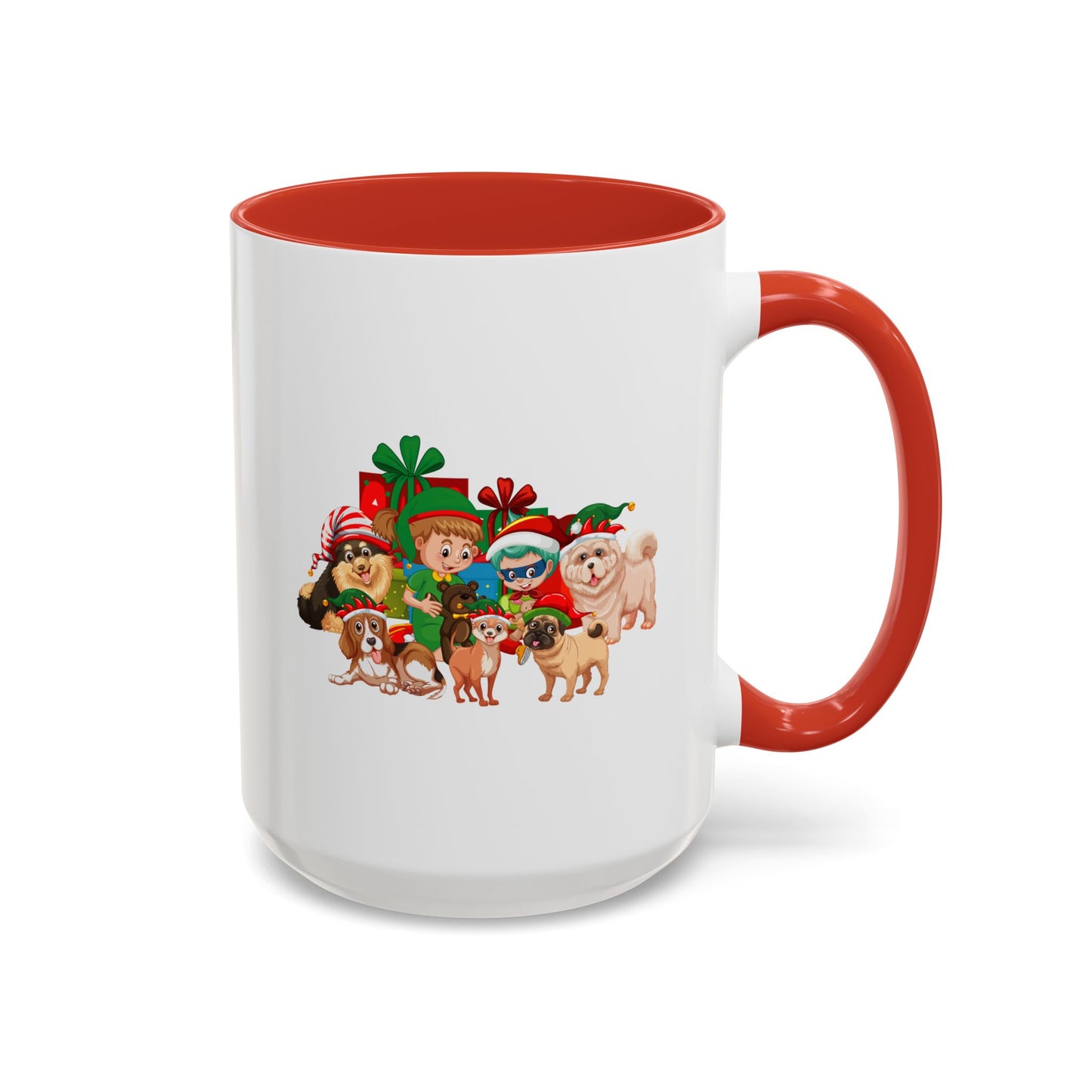 Accent Coffee Mug - Christmas with super kiddo pet friends without text