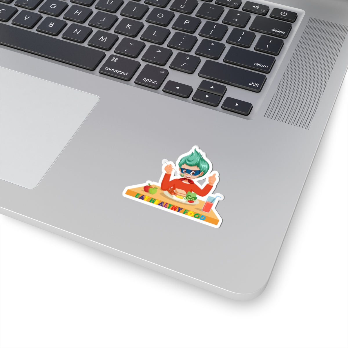 Kiss-Cut Stickers - Super kiddo eating healthy breafast - [[{"value":"Wonderwear Kid"}]]