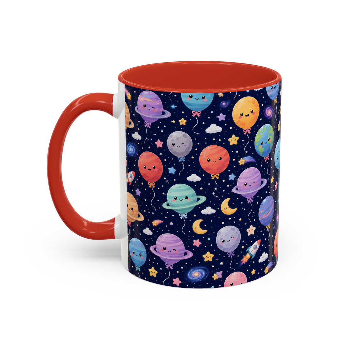 Accent Coffee Mug (11/15 oz) - Kawaii Space Balloon Planet