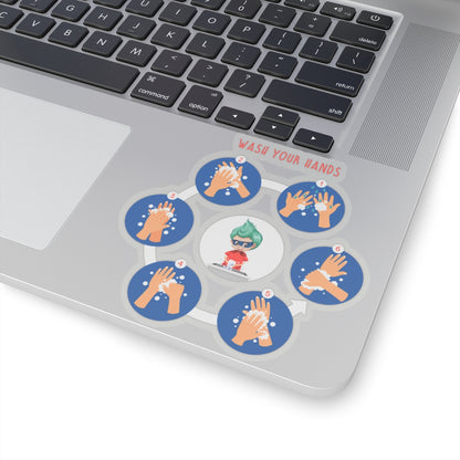 Kiss-Cut Stickers - Super kiddo teaching how to wash hands - [[{"value":"Wonderwear Kid"}]]
