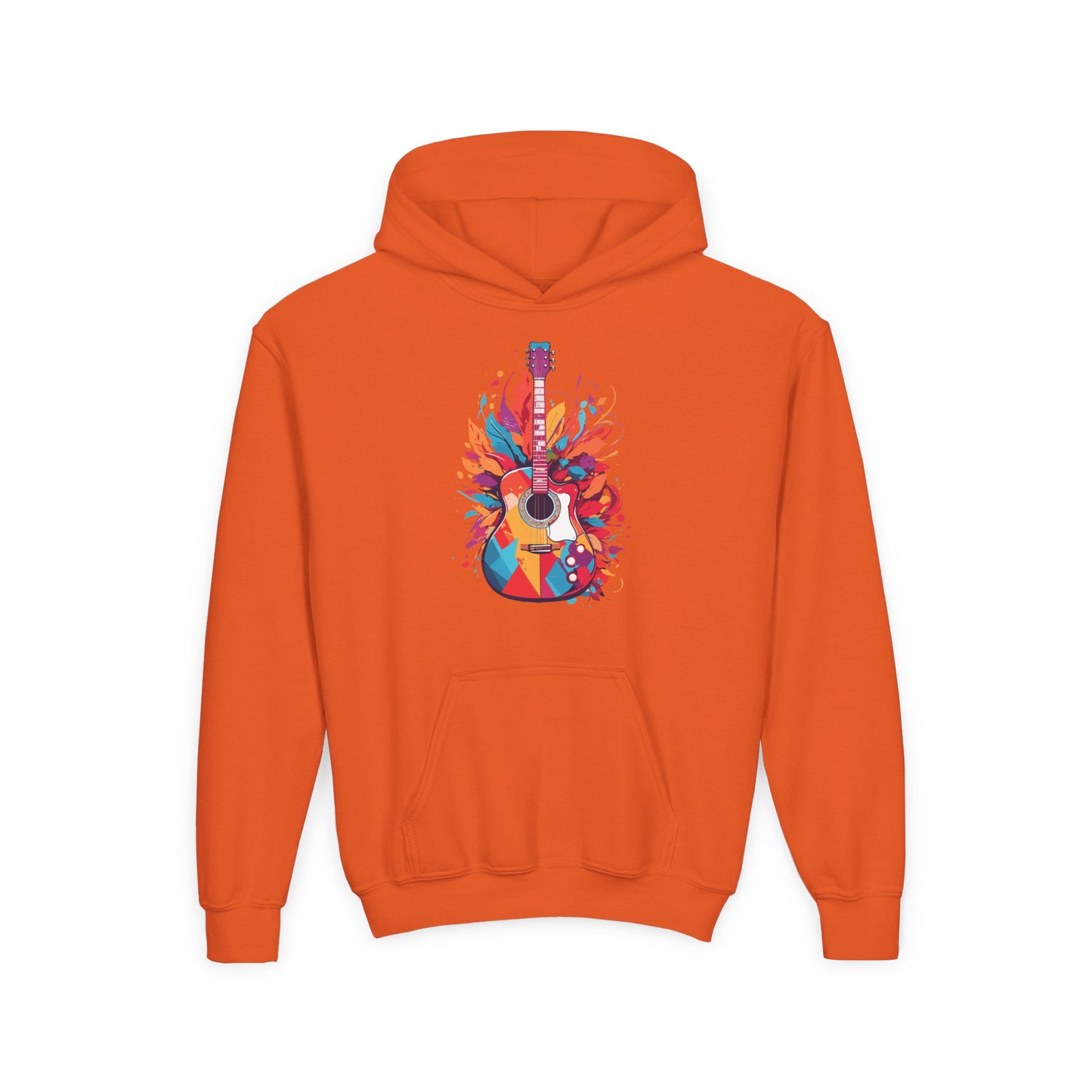 Youth Heavy Blend Hooded Sweatshirt - Colorful Guitar