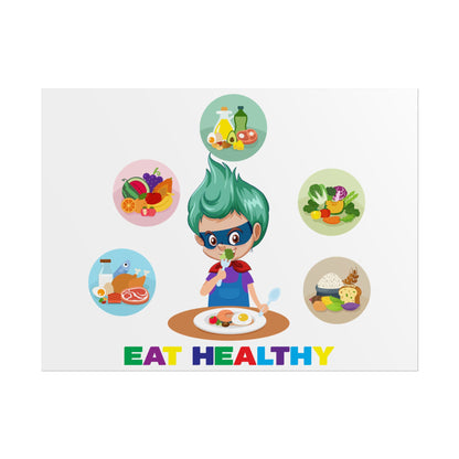 Rolled Posters - Supper kiddo showing healthy food to eat - [[{"value":"Wonderwear Kid"}]]