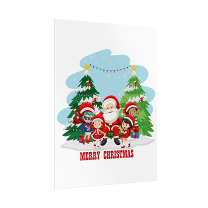 Rolled Posters - Super kiddo with santa claus Merry christmas - [[{"value":"Wonderwear Kid"}]]