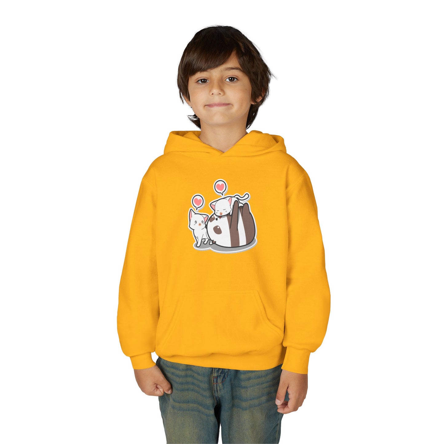 Youth Heavy Blend Hooded Sweatshirt - The panda and cat
