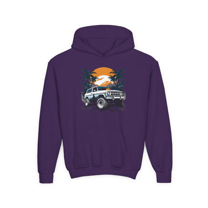 Youth Heavy Blend Hooded Sweatshirt - Off road car Printify