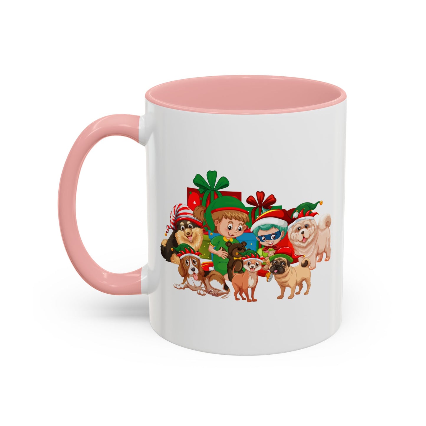 Accent Coffee Mug - Christmas with super kiddo pet friends without text