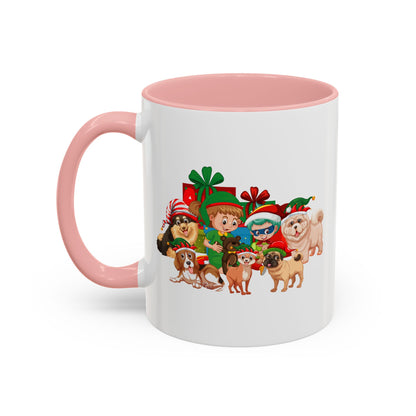 Accent Coffee Mug - Christmas with super kiddo pet friends without text - [[{"value":"Wonderwear Kid"}]]