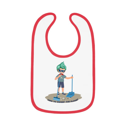 Baby Bib - Super kiddo sweeping floor - [[{"value":"Wonderwear Kid"}]]