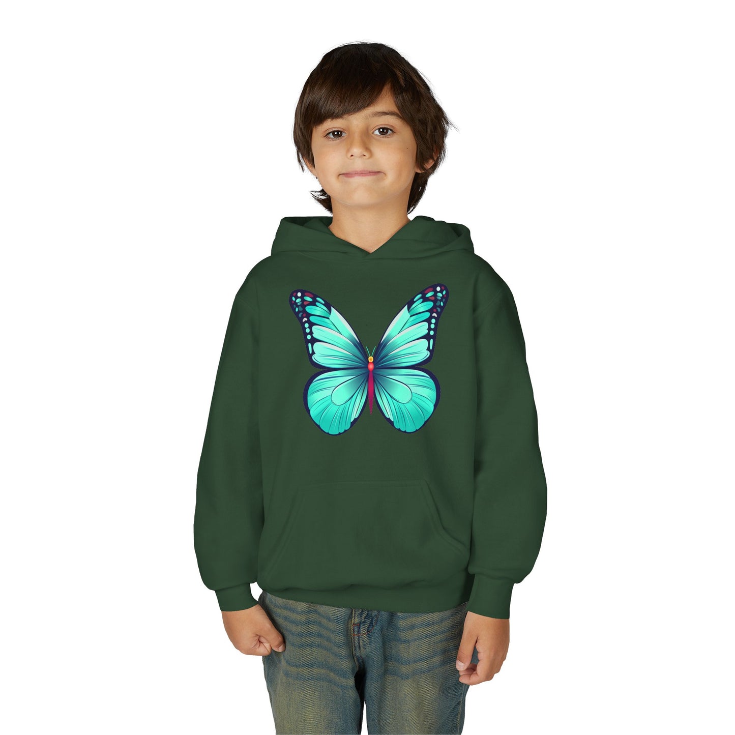 Youth Heavy Blend Hooded Sweatshirt - Butterfly - blue