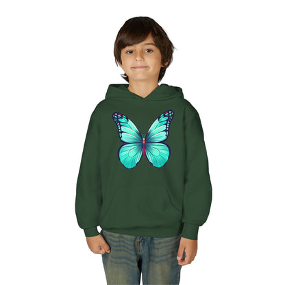 Youth Heavy Blend Hooded Sweatshirt - Butterfly - blue Printify