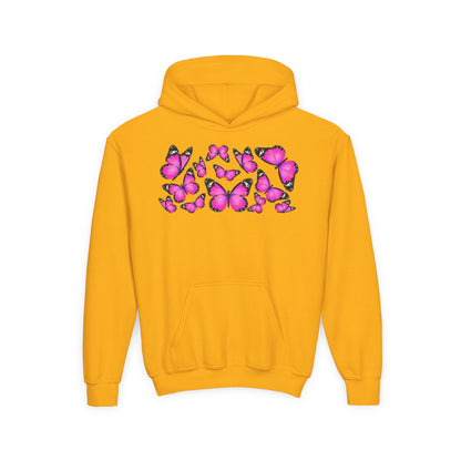 Youth Heavy Blend Hooded Sweatshirt -  Beautiful purple monarch Printify