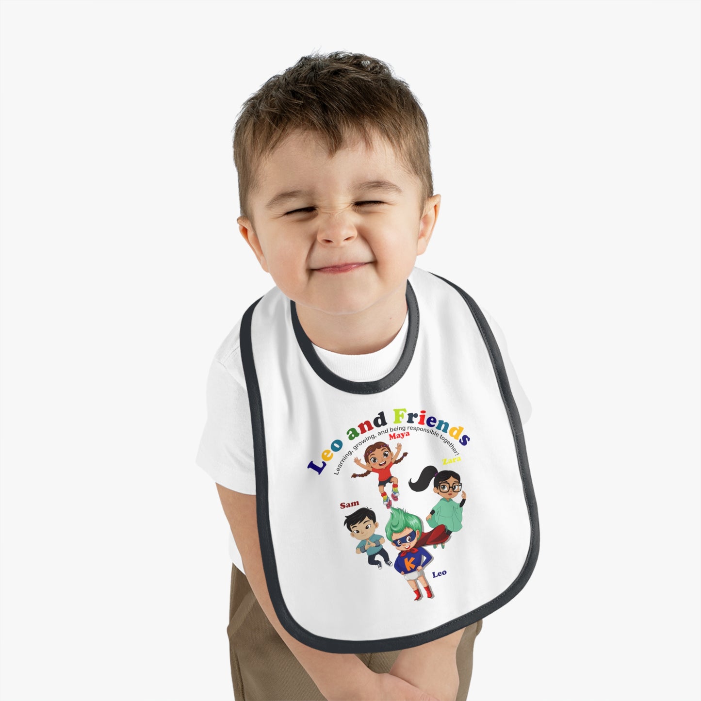 Baby Bib - Leo & Friends - Learning and growing