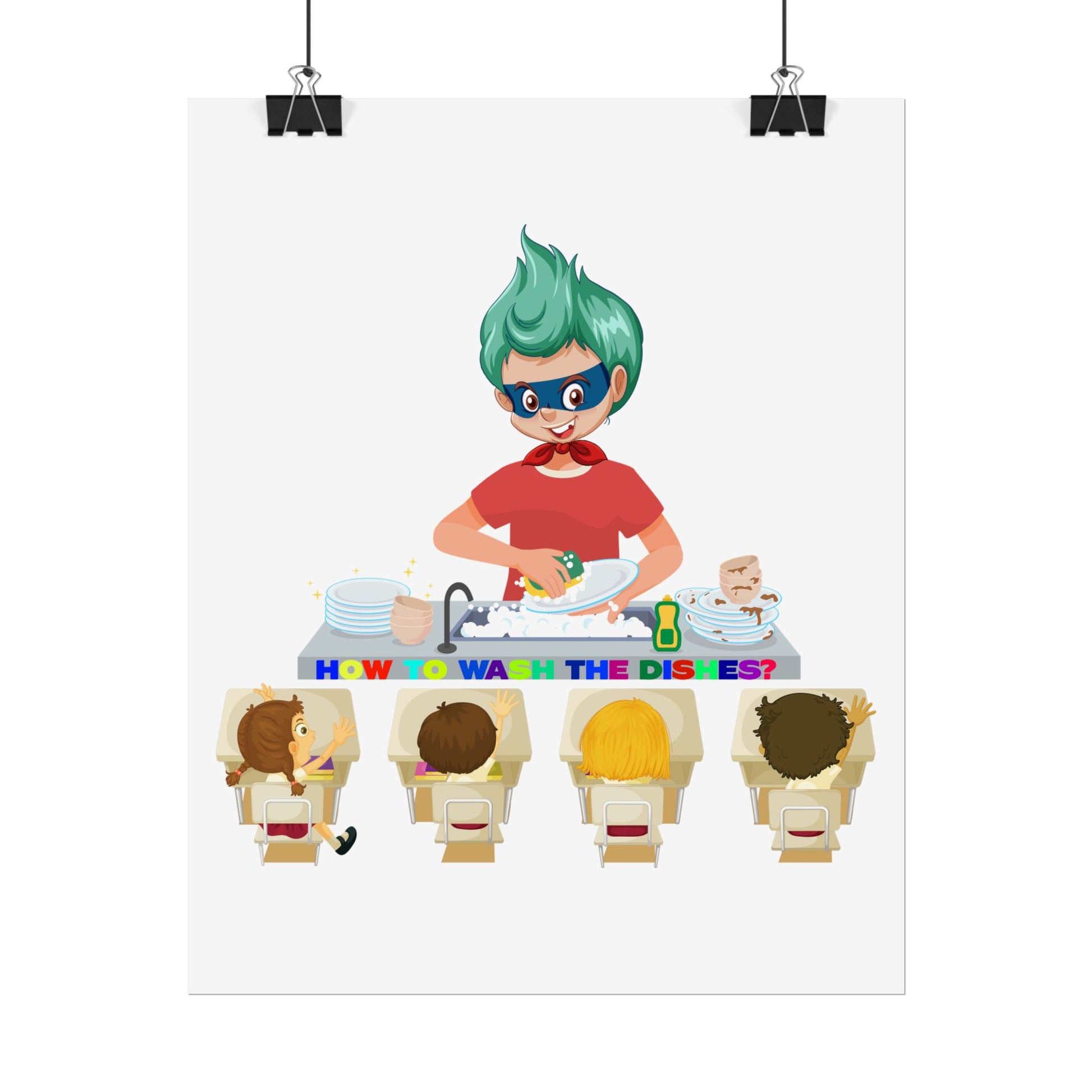 Rolled Posters - Little kiddo teaching to wash dishes - [[{"value":"Wonderwear Kid"}]]