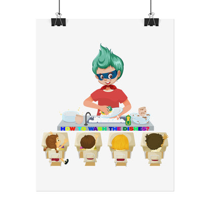 Rolled Posters - Little kiddo teaching to wash dishes - [[{"value":"Wonderwear Kid"}]]