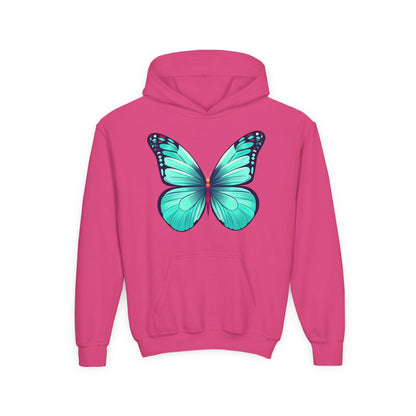 Youth Heavy Blend Hooded Sweatshirt - Butterfly - blue Printify