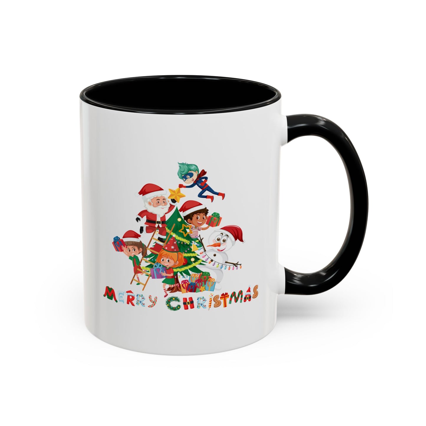 Accent Coffee Mug - Super kiddo making christmas tree with text