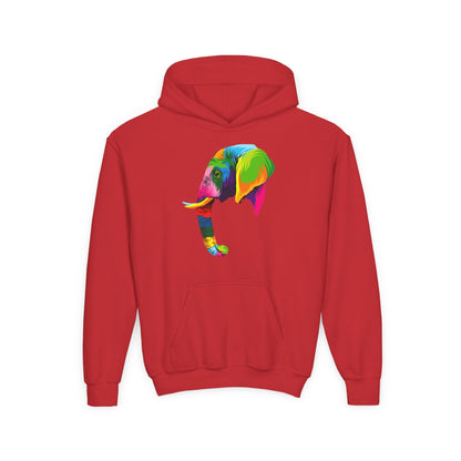 Youth hoodie with adorable elephant design Printify