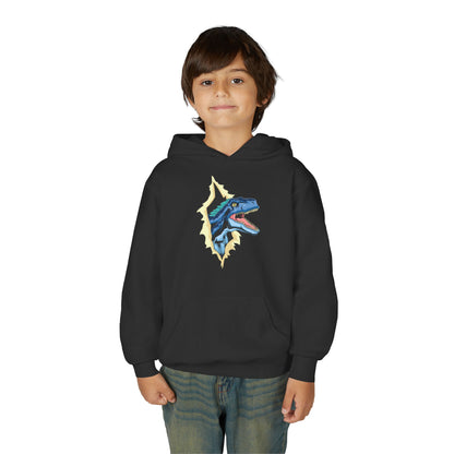 Youth Heavy Blend Hooded Sweatshirt -  Utah raptor dinosaur Printify