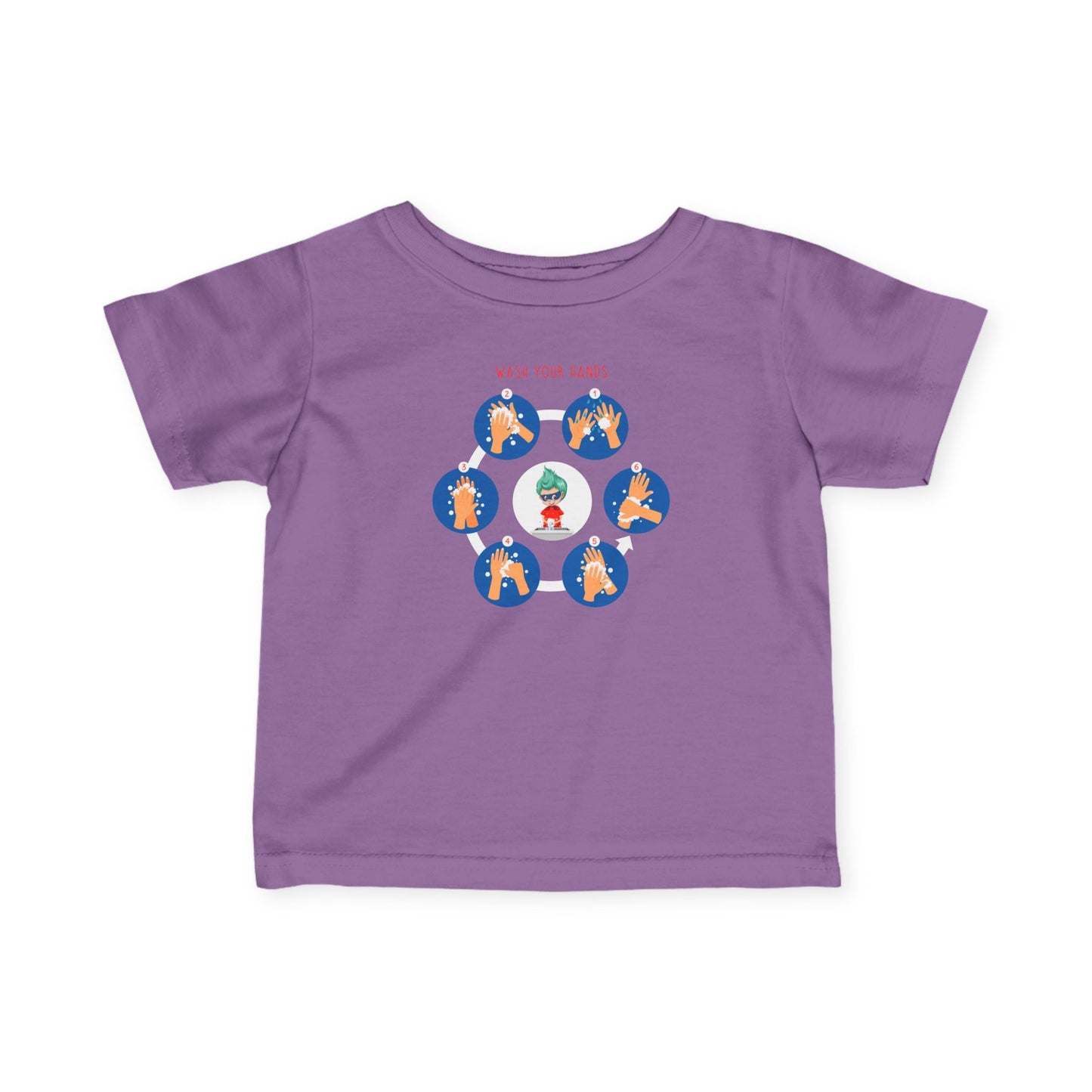 Infant Fine Jersey Tee - Super kiddo teaching how to wash hands - [[{"value":"Wonderwear Kid"}]]