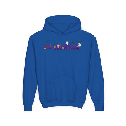 Youth Heavy Blend Hooded Sweatshirt - Holloween word Printify