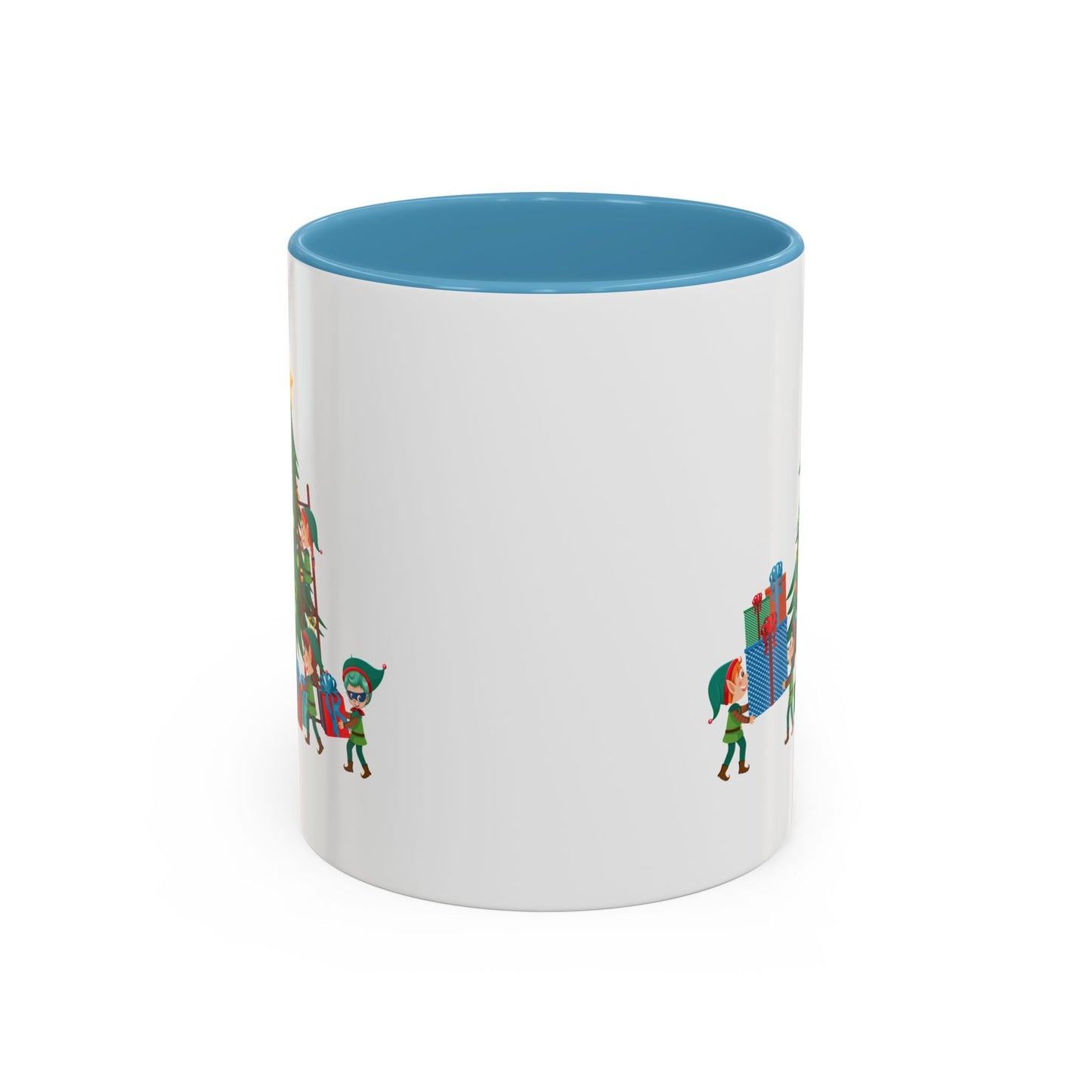 Accent Coffee Mug - Super kiddo putting gifts on christmas tree