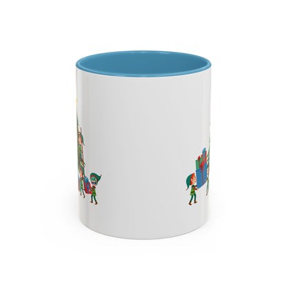 Accent Coffee Mug - Super kiddo putting gifts on christmas tree - [[{"value":"Wonderwear Kid"}]]