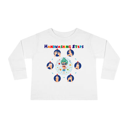 Toddler Long Sleeve Tee - Super kiddo how to wash hand properly - [[{"value":"Wonderwear Kid"}]]