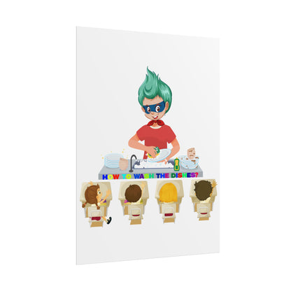 Rolled Posters - Little kiddo teaching to wash dishes - [[{"value":"Wonderwear Kid"}]]