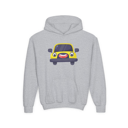 Kids Yellow Car Hoodie Printify