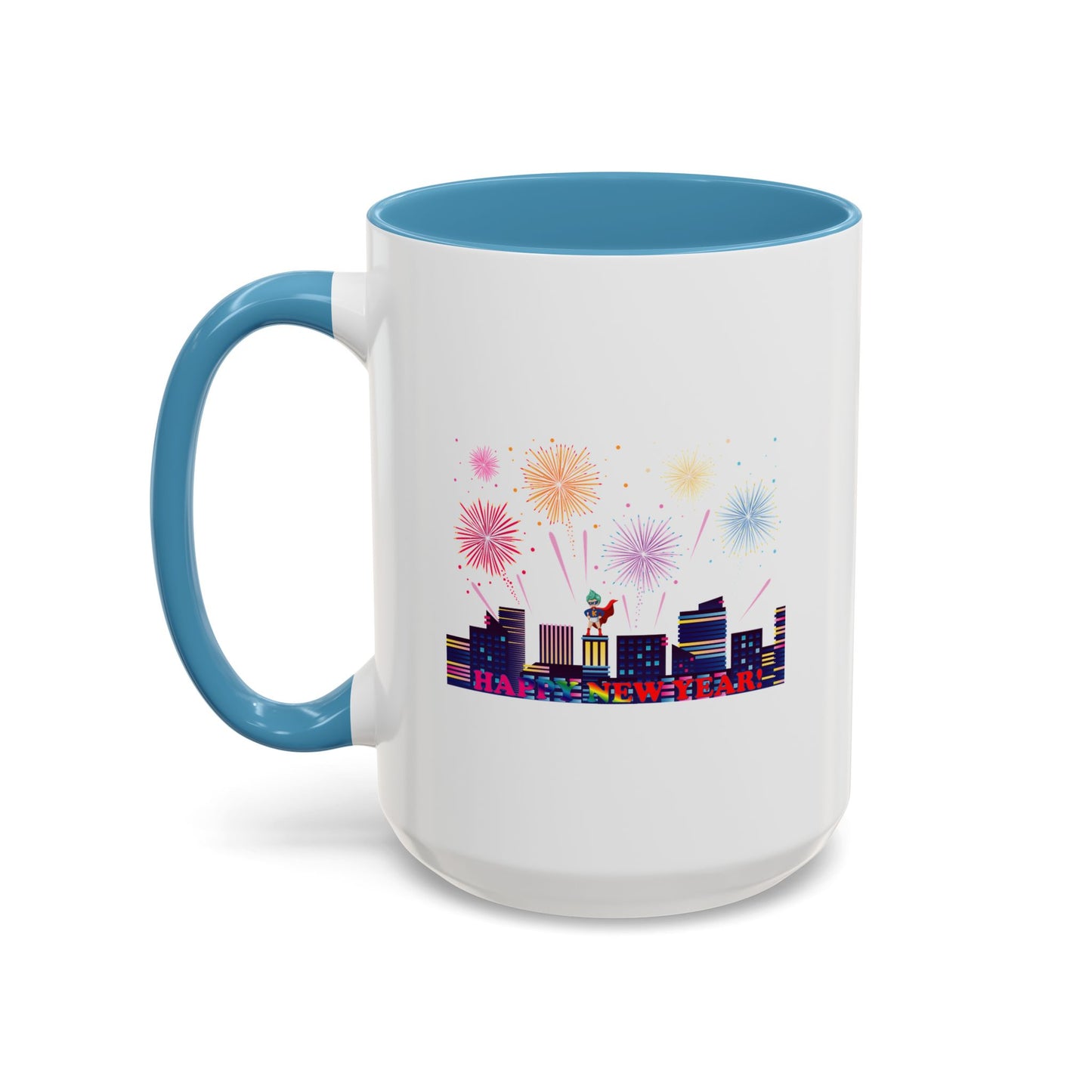 Accent Coffee Mug - Super kiddo with fireworks with text