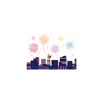 Christmas Kiss-Cut Vinyl Decals – Super kiddo with fireworks - [[{"value":"Wonderwear Kid"}]]