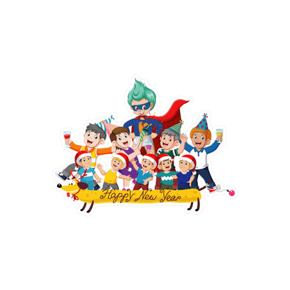 Christmas Kiss-Cut Vinyl Decals – Happy new year with friends - [[{"value":"Wonderwear Kid"}]]