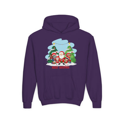 Youth Heavy Blend Hooded Sweatshirt - Super kiddo with santa claus Merry christmas - [[{"value":"Wonderwear Kid"}]]