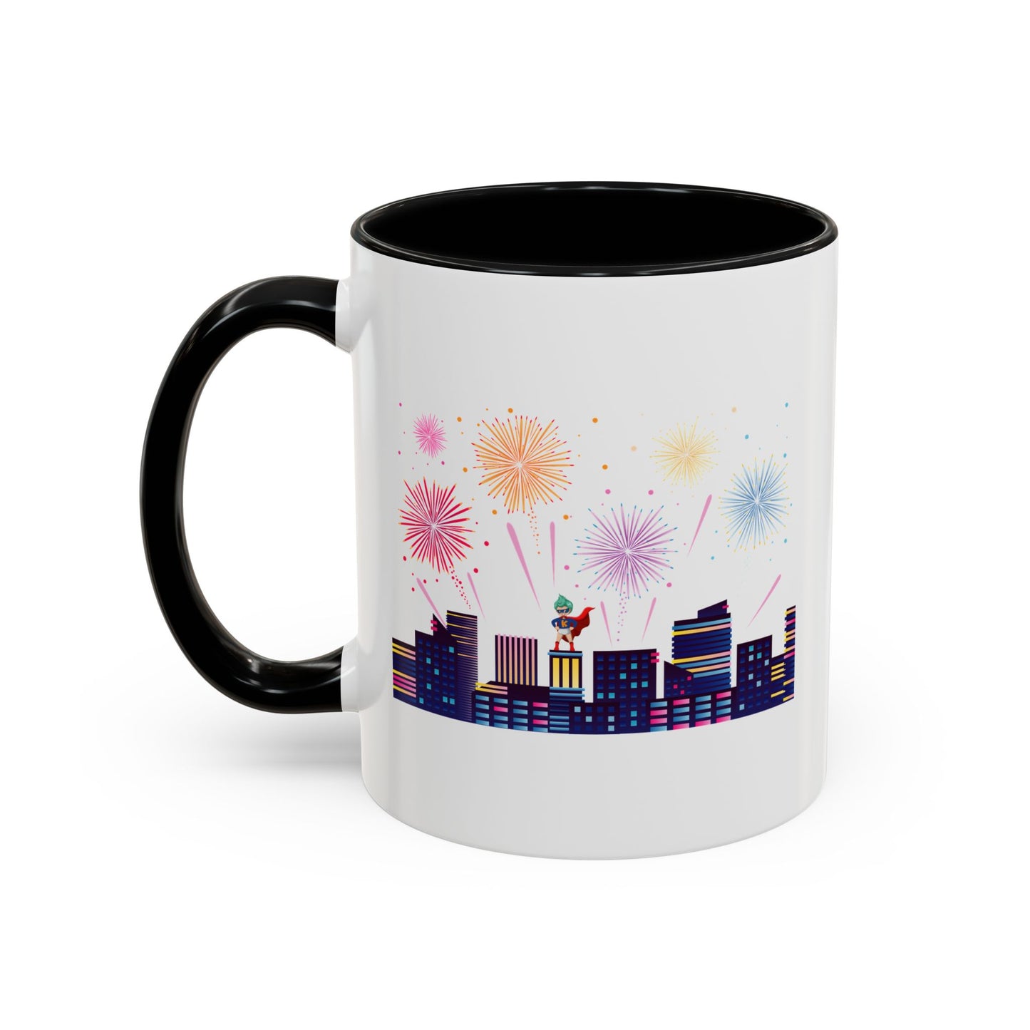 Accent Coffee Mug - Super kiddo with fireworks